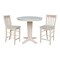 International Concepts 36 in.Round Counter Height Extension Dining Table w/12 in.Leaf and 2 Stools in Unfinished-3 Pc. Set K-36RXT-23B-S6162-2 - alternate 1